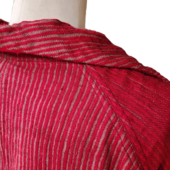 Neeru Kumar Wool Striped Cropped Swing Jacket Coat pockets open S M lagenlook - Picture 7 of 11